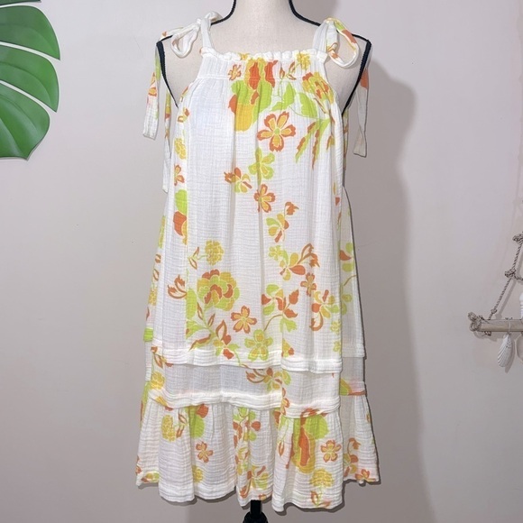 Free People Fleur Printed Tunic Mini Dress in Retro Combo Sz. Small - Picture 6 of 13